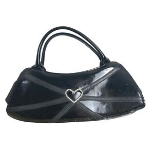 Y2K Victoria Weick shoulder bag Black patent Rhinestone Heart McBling bimbocore